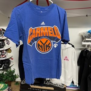 Carmelo Anthony Knicks Adidas Tee Large Rare “carmelo” Logo heat kobe james